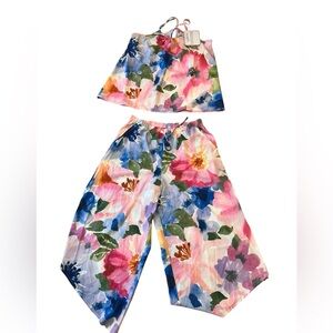 Lounge Vita Be Mindful Floral Set XS/S - Crop Top & Wide Leg Pants with Pockets